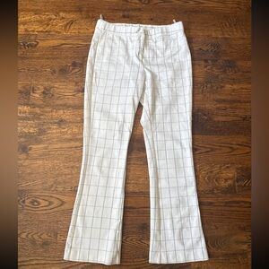 White Grid Flare Pants